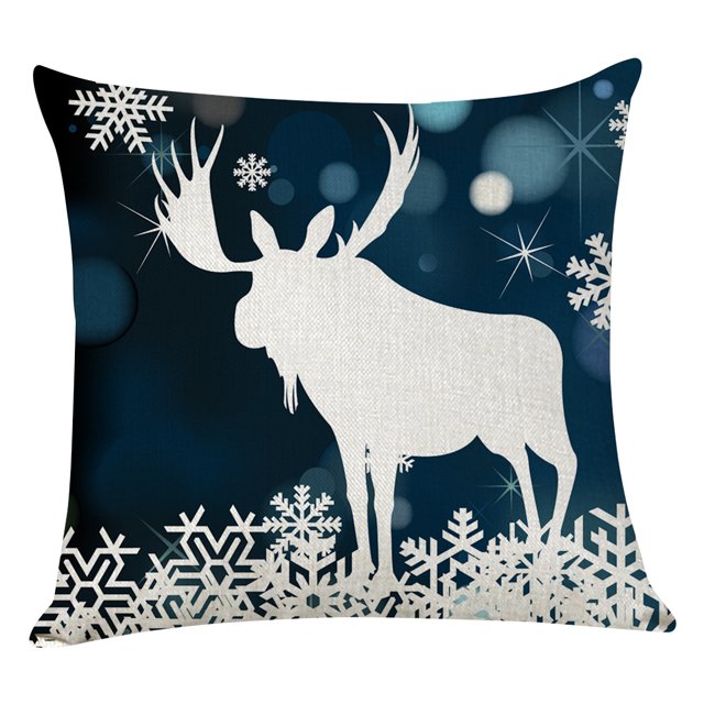 Funda De Almohada De Algodón Y Lino Christmas Elk Wmkox8yii HFSH4093