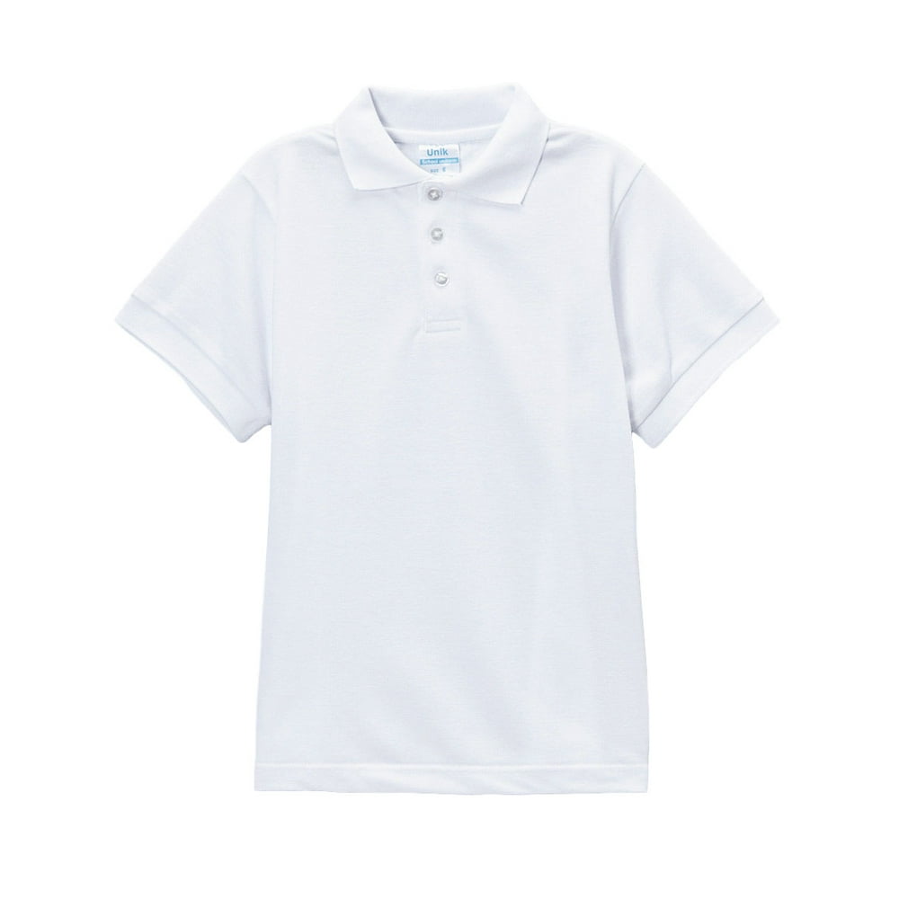 UNIK - unik Boy's Uniform Pique Polo Shirt Short Sleeve White Size 8 ...