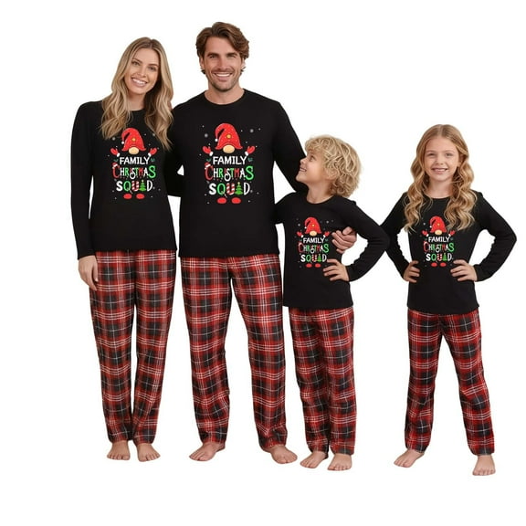 KHONTS Christmas Family Pajamas Xmas Matching Family Pajama Holiday Pjs Xmas Jammies Sleepwear Set 3-Black Kids