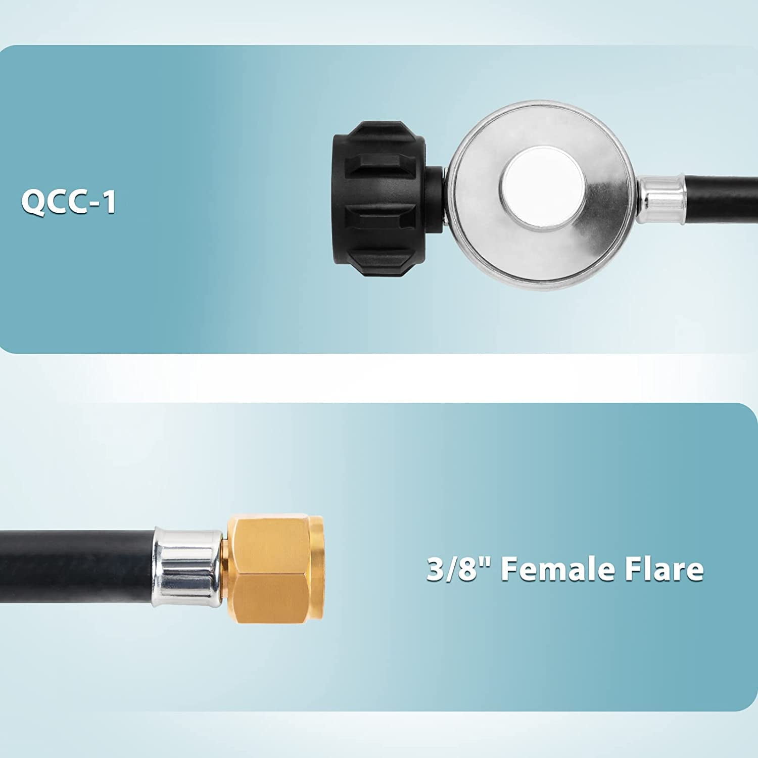 GASPRO 2 Feet Universal Gas Grill Regulator and Hose, Replacement Propane Regulator with 3/8 Inch Female Flare Nut for Nexgrill, Patio Heaters, and Fire Pits