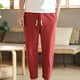 thumbnail image 4 of Pantalones largos de algodón para hombre, con cordón ajustable, informales, de color liso, lavados, de pierna recta, para exteriores, de algodón, 4 of 5