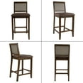 thumbnail image 4 of Guyou 26" Rattan Bar Stools Set of 2, Farmhouse Faux Leather Upholstered Counter Height Stools with Cane Woven Back, Mid-Century Modern Wooden Bar Chairs for Kitchen Island, Walnut Brown, 4 of 7