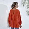 thumbnail image 3 of Pompotops Blouse à Manches Longues Col Rond Lanterne pour Femmes, 3 of 8