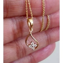 1Ct Round Cut Lab-Created Diamond Women Flower Pendant 14k Yellow Gold Plated