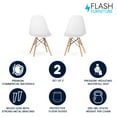 thumbnail image 2 of Flash Furniture 2 Pack Elon Series White Plastic Chair with Wooden Legs for Versatile Kitchen, Dining Room, Living Room, Library or Desk Use, 2 of 15