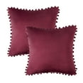 thumbnail image 5 of Phantoscope Pom Pom Velvet Series Decorative Throw Pillow, 18" x 18", Dark Red, 2 Pack, 5 of 6