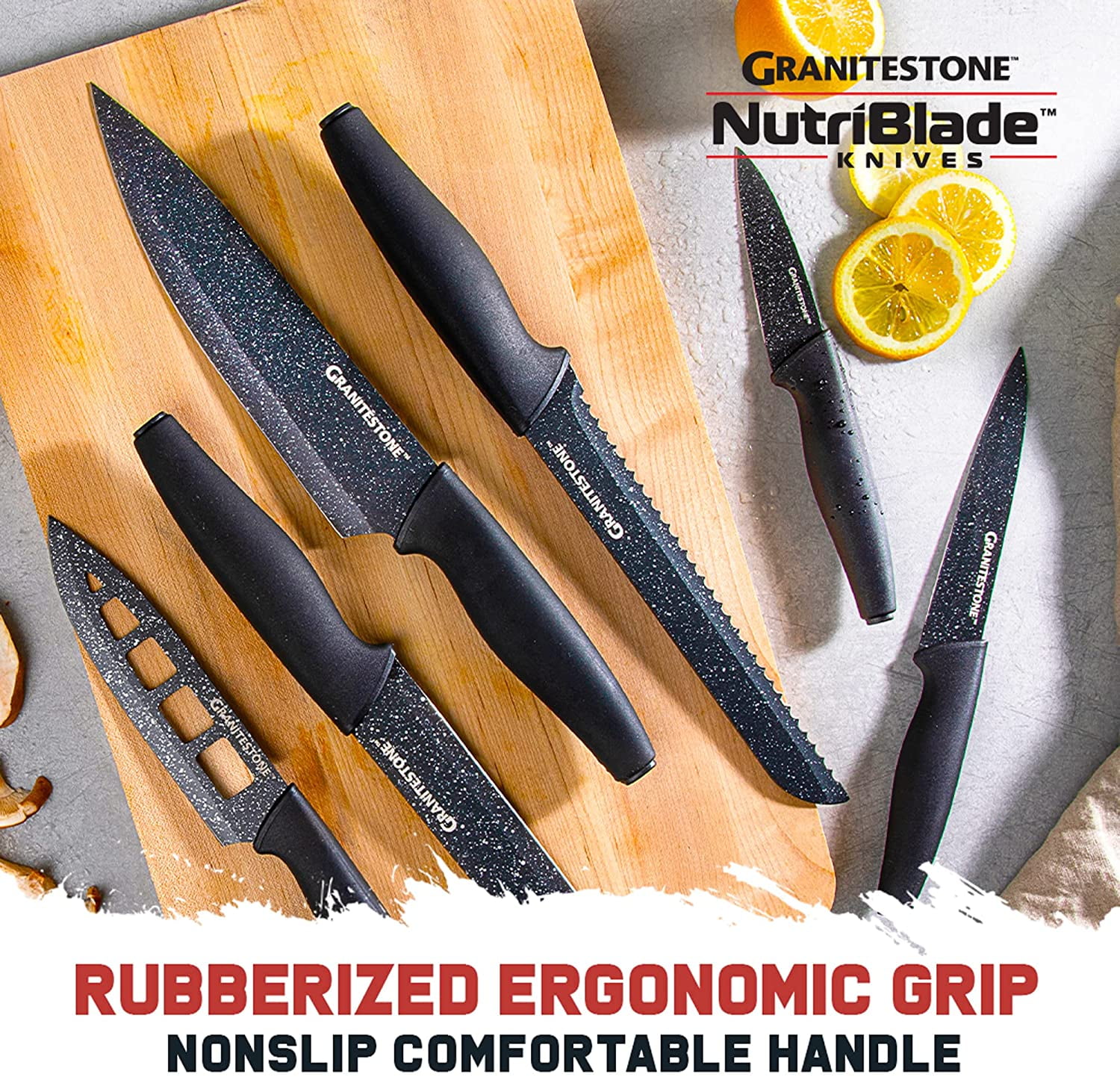  Nutriblade 12 Piece Knife Set with Block by Granitestone  High-Grade Professional Chef Knife, Santoku Knives, Kitchen Knife with  Easy-Grip Handles Stainless Steel Blades Dishwasher-Safe As Seen On TV:  Home & Kitchen