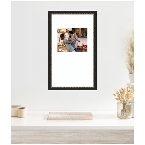 Kate and Laurel Belmont Black Rectangle Picture Frame 14x24 Matted to 8x10 Black Decorative Photo Frame for Gallery Wall Decor