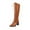 Brown Middle Knee High Boots, variant on Knee-High Boots Lace-Up Thick Heel Pointed Toe Solid Color Casual Winter Fashion Footwear for Women
