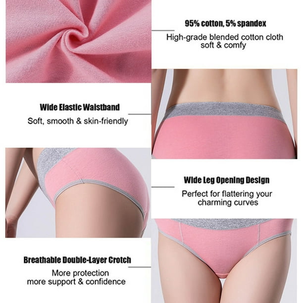 FINETOO 6pack Cotton Underwear Ladies Breathable Panties Women Soft Pants  High Leg Knickers Female Stretch Microfibre Underpants Soft Sexy Underpants