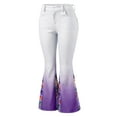 thumbnail image 5 of SELONE Jeans for Women High Waist Trendy With Pockets High Waist High Rise Flared Lace Denim Trendy Long Pant Fashion Loose -Up Pants Stretch Cow Jeans Pants for Work Going Out Purple L, 5 of 6