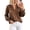 Brown, variant on Women's Satin Blouses V Neck Long Sleeve Tops Dressy Silk Shirts, Smocked Cuff, Balloon Sleeves, Smooth & Soft, Work Office Wear, Fall Clothes