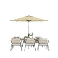 thumbnail image 2 of Solar LED 10FT Patio Umbrella – 8-Rib Windproof Outdoor Market Table Parasol with Tilt Crank, Waterproof UV-Resistant Fade-Resistant Canopy, for Pool, Deck, Backyard – Color: Beige, 2 of 7