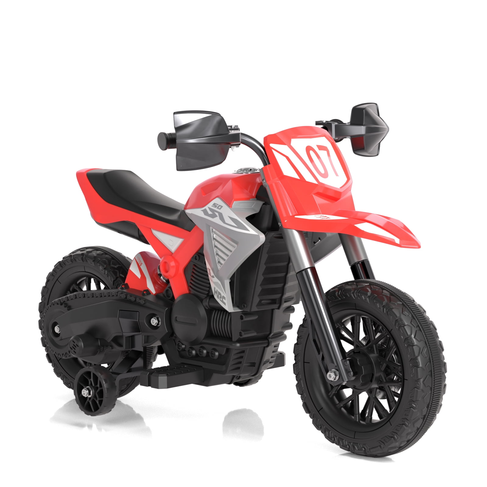 GLAF Kids Motorcycle, 12V Electric Toddler Motorcycle Ride On Toy w/Training Wheels, Spring Suspension, Battery Powered motorbike for Boys Girls, Red