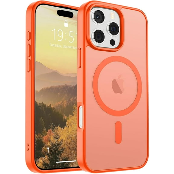 Mionbel Magnetic for iPhone 16 Pro Max Case (Compatible with MagSafe) (Military Grade Drop Protection) Slim Translucent Matte Shockproof with Anti-Fingerprint Phone Case,Orange