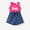 Blue, variant on Barbie Girls Fashion Romper Pink Cotton Bowknot Belted Button Sleeveless Outfits Gifts Sizes 3-10