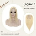 thumbnail image 4 of MY-LADY Clip In Remy Topper Hairpiece Human Hair Clip On Toupee Wispy Bangs For Women Middle Part With Hair Loss Thinning Hair #613 Bleach Blonde, 4 of 8