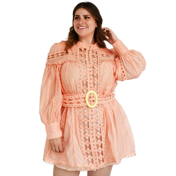 Vestido de chiffon Tallas Extras, 51807 (Durazno) coral 38 L'ATISTE V-LAT-51807-CORAL