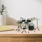 8 Pieces Mini Drum Set Photography Props Miniature Drum Instrument Model for Music Room , Black
