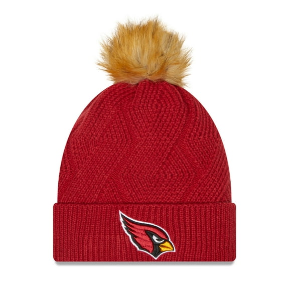 Women's New Era Cardinal Arizona Cardinals Snowy Cuffed Knit Hat with Pom