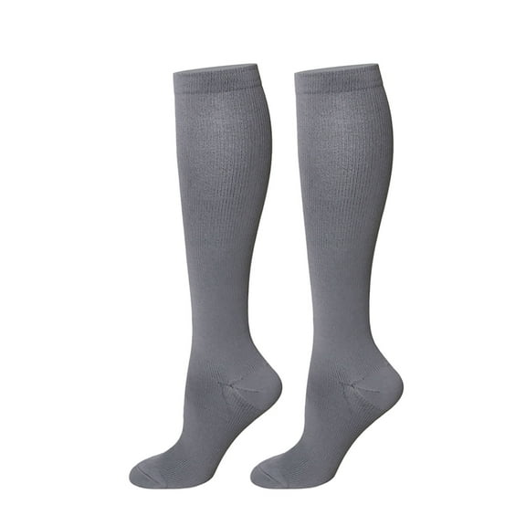 Men Women Compression Socks, Soft Skin-friendly Cotton Fashion Solid Color Stretchy Anti-slip Knee Length Sports Stockings for Running Hiking Cycling 1Pair