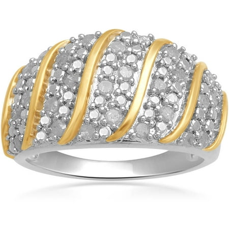 1/2 Carat T.W. White Diamond Yellow Plating over Sterling Silver Braided Ring