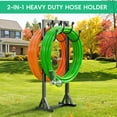 thumbnail image 2 of Heavy Duty Garden Hose Holder, 116CM Freestanding Metal Hose Stand with Dual-Sided Design & Hooks, Removable Outdoor Water Hose Rack for Garden Use, 2 of 7