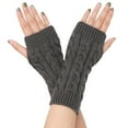 thumbnail image 1 of GPOECD Gants en Laine Demi-Doigt Court Protège-Poignet Sans Doigts Manches Gris Foncé, Taille Unique, 1 of 5