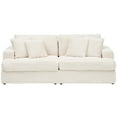 thumbnail image 5 of 79.3 Inches Long, Corduroy Sofa with 4 Matching Toss Pillows Sleek Design Spacious and Comfortable 3 Seater Couch for Modern Living Room (White), 5 of 9