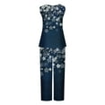 thumbnail image 5 of Puntoco Mujer Verano Suelto 2 Piezas Impreso Trajes Cuello Redondo Sin Mangas Tops y Pantalones Largos Chándal Traje Puntoco Puntoco-5851, 5 of 5