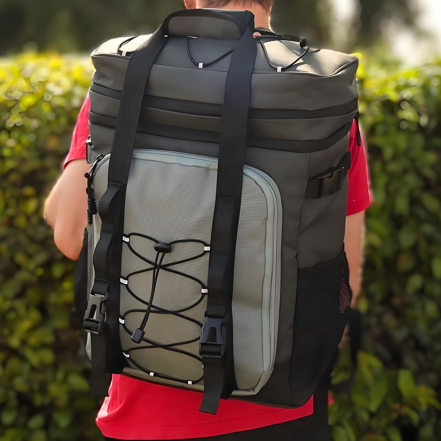 HOMEYA Cooler Backpack,40 Cans Backpack Cooler Insulated Leak Proof,Portable Multifunctional Double Deck Camping Coolers Bag for Picnic Hiking Travel,Dark Gray