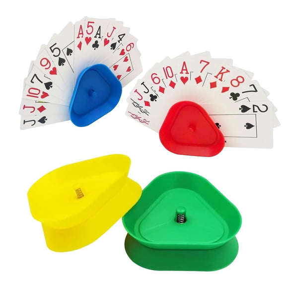 4Pack Playing Card Games Holder -  Little Hands Cards Tray for Kids, Seniors,Hands Free Cards Holders for Cards Game, Poker Parties, Family Card Game Nights
