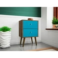 thumbnail image 2 of Mid Century - Modern Nightstand 2.0 with 2 Full Extension Drawers, Brown and Aqua Blue, 2 of 9