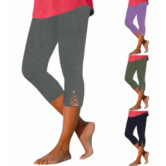 VEKDONE Womens Capris Summer Stretchy High Waisted Capri Leggings Casual Outdoor Workout Yoga Leggings Lace Patchwork Plus Size Tights Vacation Beach Cropped Pants