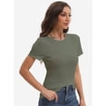 thumbnail image 3 of Women's Slim Fit Short Sleeve Crew Neck T-Shirt - Summer Casual Basic Tee Top, 3 of 4