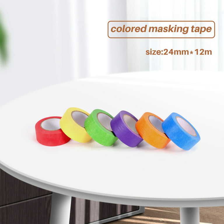 Colored Masking Tape,Colored Painters Tape for Arts and Crafts, Labeling or Coding - 6 Different Color Rolls - Masking Tape 1 inch x 13 Yards (2.4cm x
