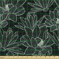 thumbnail image 2 of Ambesonne Floral Fabric by the Yard Upholstery, Lotus Flower Drawing, 5 Yards, Charcoal Grey Coconut, 2 of 5