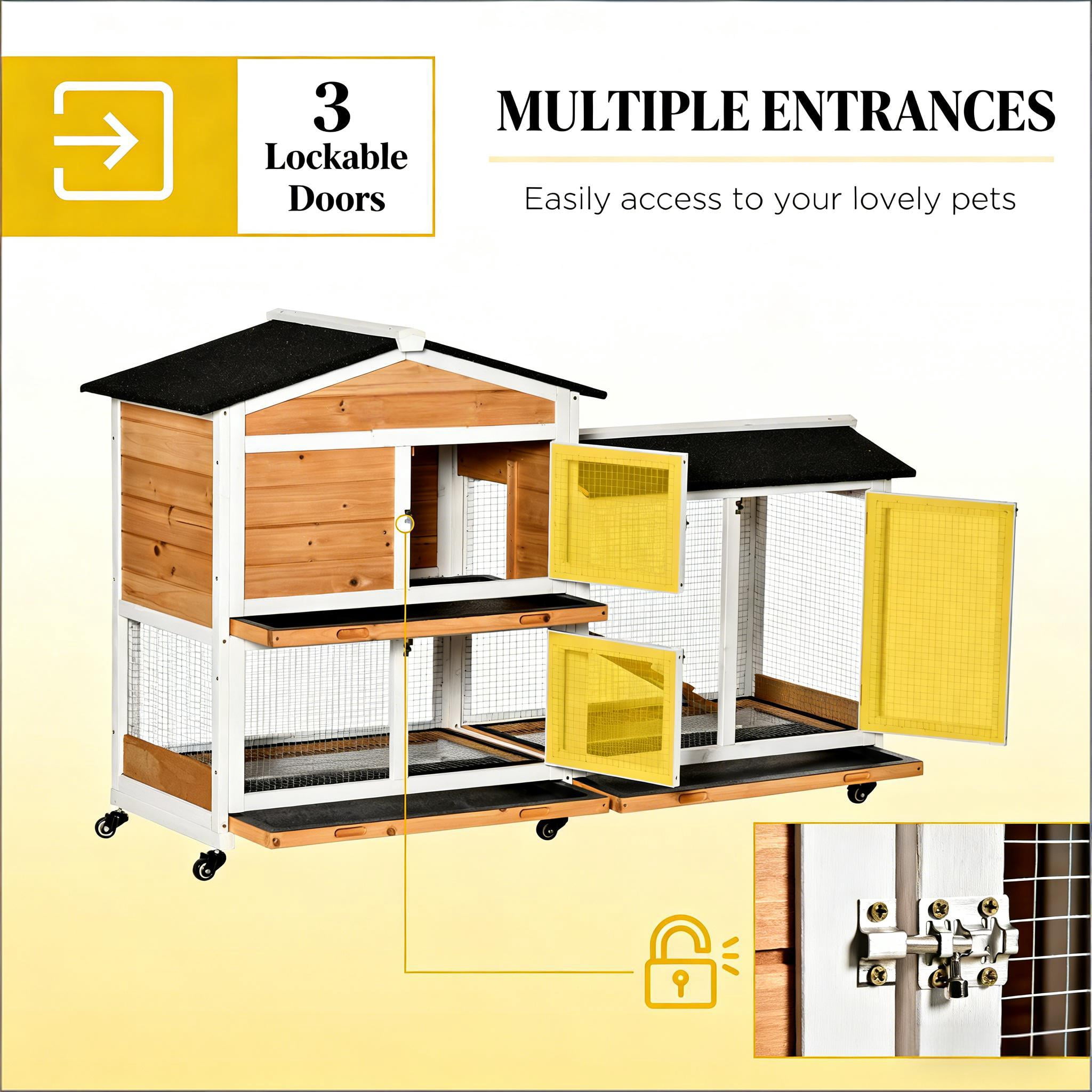 Pet Hutch, Mobile Wooden Rabbit Hutch