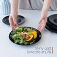 thumbnail image 6 of LaGlint 8.5 inch Salad Plate Set of 6, Lightweight Opal Glass Round Black Plates for Dessert Kitchen, Dishwasher and Microwave Safe, 6 of 11