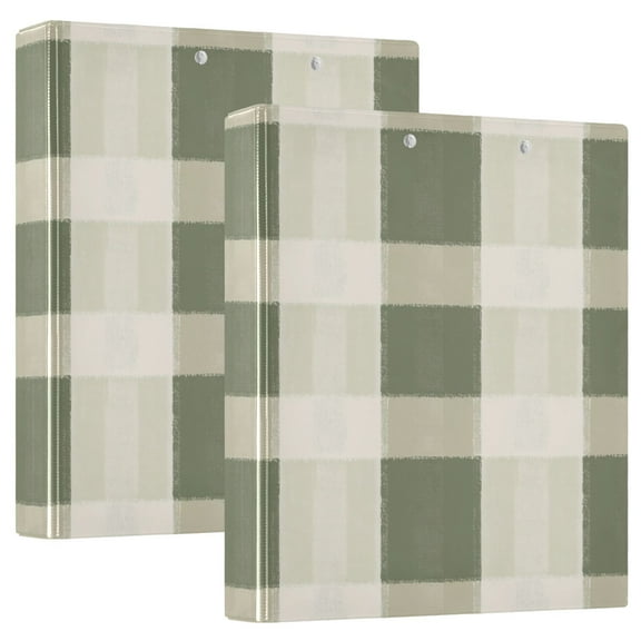 Iauyy PVC Round Ring Binders, 200 Page Capacity, 2 Pack，Green Grid