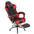 thumbnail image 6 of Frovlni Ergonomic Gaming Chair with Footrest for Adults, Height Adjustable High Back Reclining PU Leather Office Chair with Headrest and Lumbar Support, Black & Red, 6 of 10