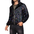 thumbnail image 4 of Argyle Sequins Jackets for Men's Long Sleeves Metallic Shiny Hooded Disco Jacket M Multicolor, 4 of 5
