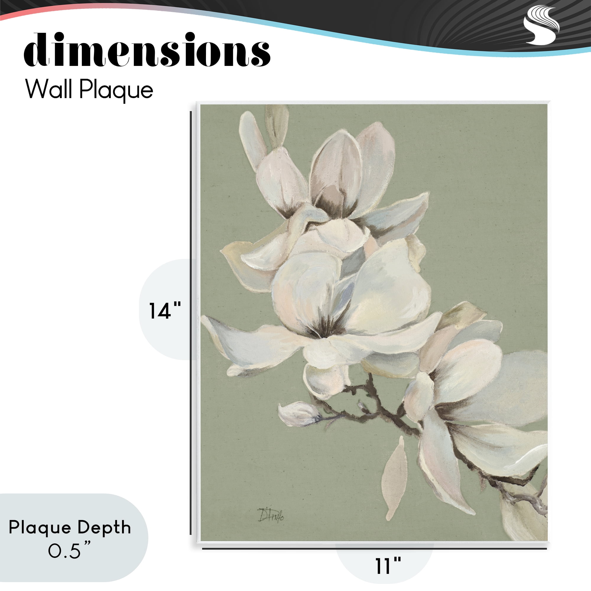 Stupell Industries Magnolias on Sage Florals Wall Plaque Art, design by Patricia Pinto