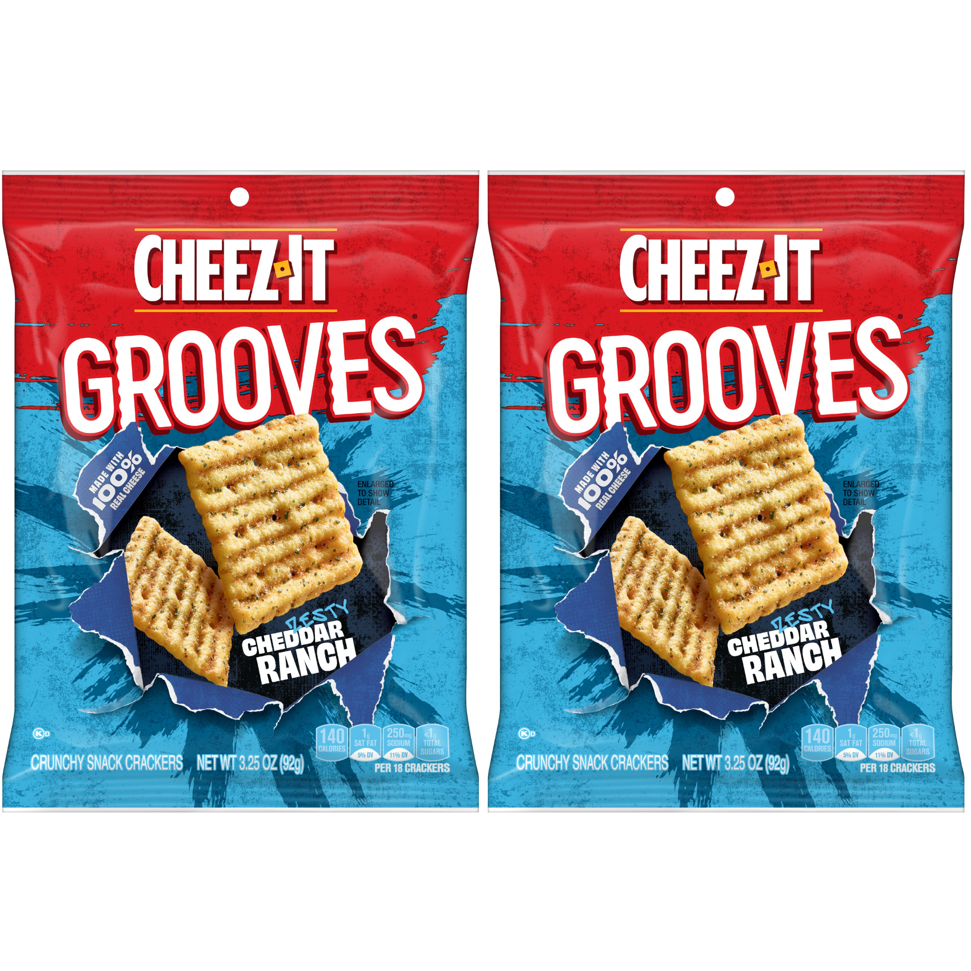 CheezIt Grooves Zesty Cheddar Ranch,100 Real Cheese Snacks,3.25 oz