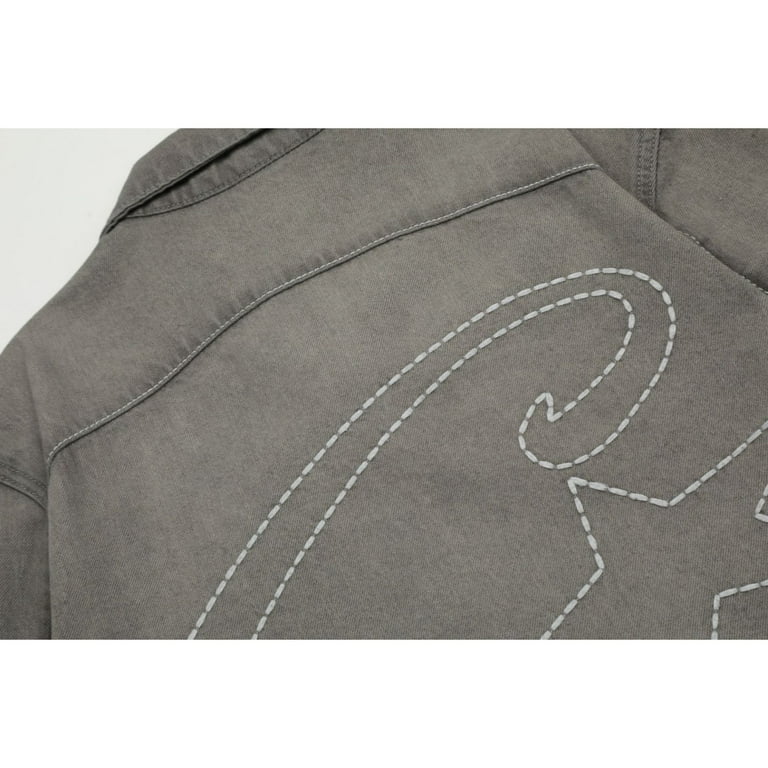 Corteiz Star Embroidered Denim Jacket - Vintage Washed Hip Corteiz Star Embroidered Denim Jacket - Vintage Washed Hip
