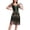 Green, variant on Womens Vintage Inspired Fringe Dress with Sheer Short Sleeves and Beaded Geometric Detail, Flapper Style Party Dress for Dance and Costume Events