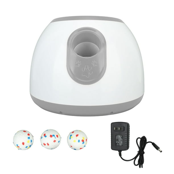 Máquina lanzadora automática de pelotas de tenis, interactiva, de rango ajustable, para recoger 3 pelotas de mascotas, para cachorros, perros, enchufe estadounidense gris, 100-240 V