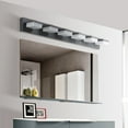thumbnail image 2 of Modern 6-Light Black LED Bathroom Vanity Light Fixture for Mirrors, Adjustable Brightness Dimmable Lighting for Makeup Vanity, Energy-Efficient Water-Resistant Design, 2 of 9