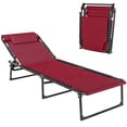 thumbnail image 3 of Outsunny Folding Beach Chair Chaise Lounge 3 Adjustable Positions, Wine Red, 3 of 10