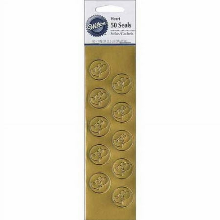 Wilton Wedding Heart Envelope Seals, Gold, 50 Ct